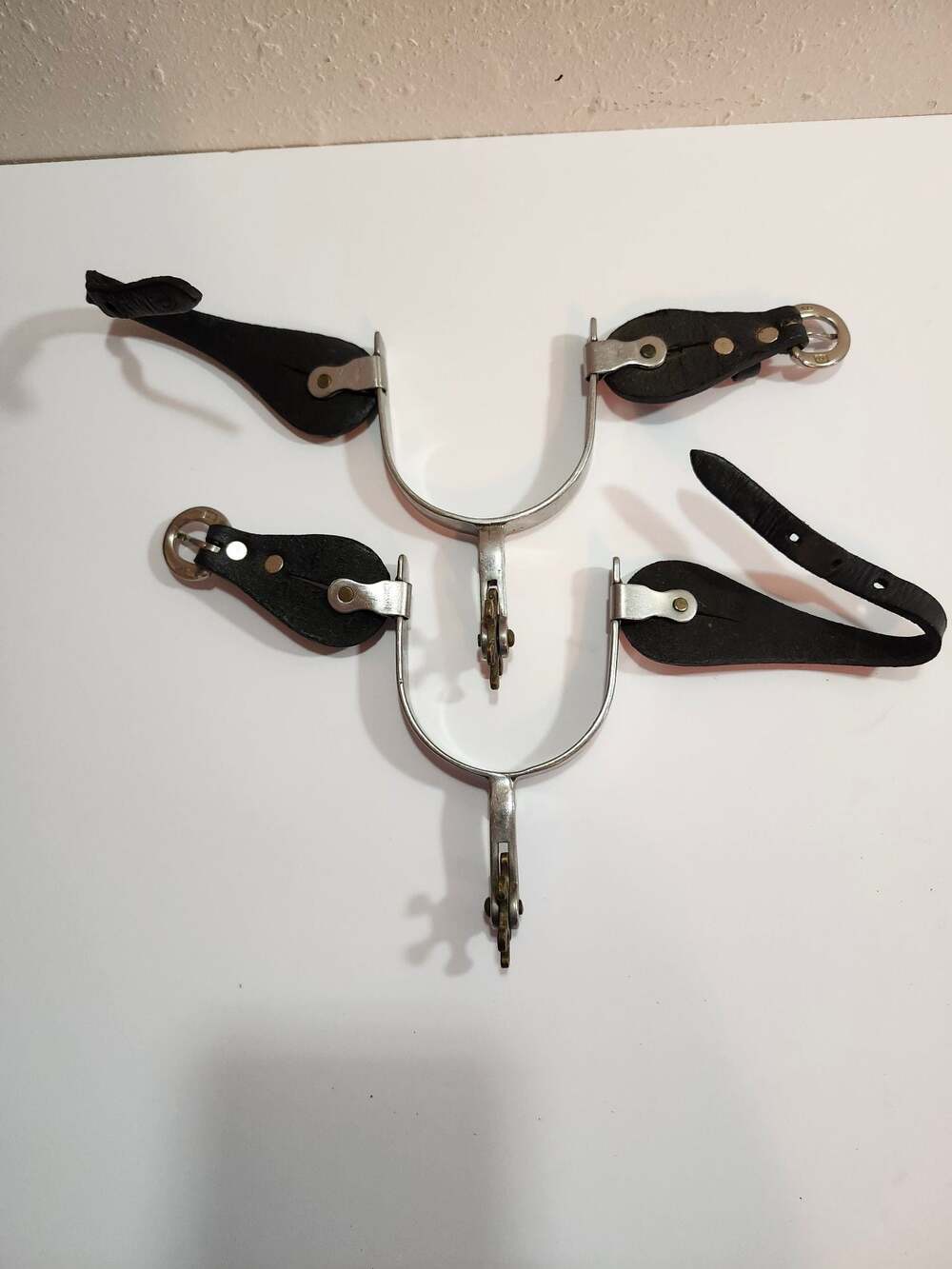 Chrome Spurs with Leather Straps Made in USA